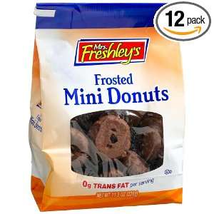 Mrs. Freshleys Frosted Mini Donuts, Chocolate, 11 Ounce Bags (Pack of 