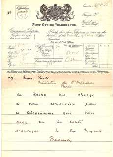 QUEEN VICTORIA TELEGRAM VISIT PARIS PONSONBY 1899  