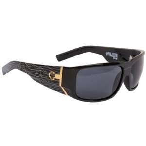   Sunglasses Black White Peak Temple Frame/Grey Lens Automotive