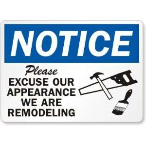   Appearance We Are Remodeling (with graphic) Plastic Sign, 14 x 10
