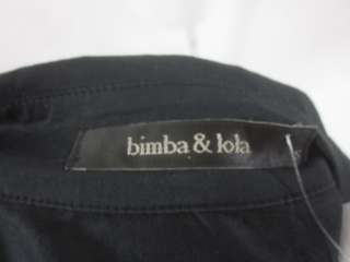 BIMBA & LOLA Black Cotton Short Sleeve Bow Dress Sz S  