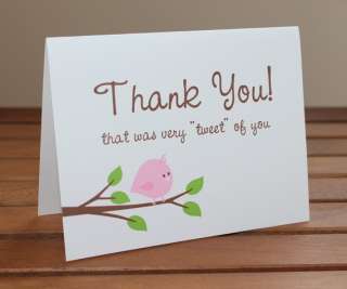50 Little Birdie Baby Shower Thank You Cards  