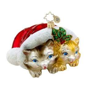  RADKO KITTY KUDDLE Kittens Cat Christmas Glass Ornament 