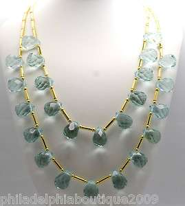   Lane Couture 2 Strand Light Blue Teardrop Crystal Necklace NEW  