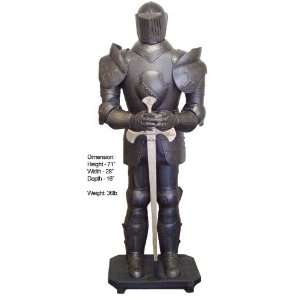  Medieval Knight in Suit of Armor & Sword Fleur De Lis 