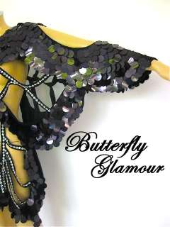 BLACK FANCY Drag Queen butterfly SEQUIN COVER up dress  