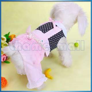 Pink Black Pet Dog Jumpsuit Pants Clothes Apparel Pearl  