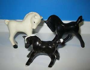 Vintage Porcelain Horse Foal Figurine Set Black White Mix Very cute 