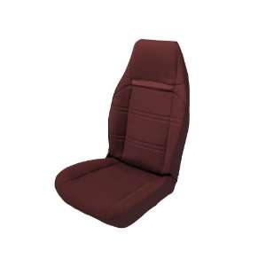   Front Maroon Vinyl Bucket Seat Upholstery with Currant Cloth Inserts