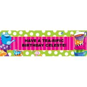  Topsy Turvy Tea Party Personalized Banner Medium 24 x 80 