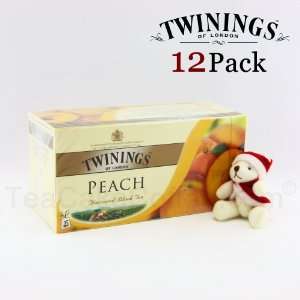 Twinings Peach Tea   Peach Flavor / Peach Flavored Black Tea (12 Packs 