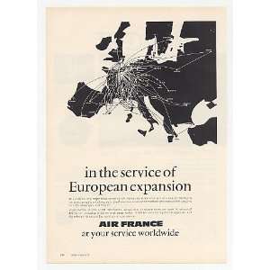 1973 Air France Airlines Europe Route Map Print Ad (25052)  