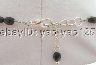  rice pearl, oval faceted black spinel, good quality, high luster