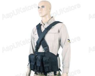 Tactical 4 Pouches Magazine Carry Chest Rig Vest BlackA  