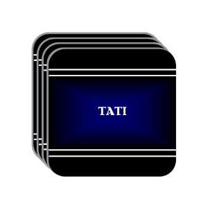 Personal Name Gift   TATI Set of 4 Mini Mousepad Coasters (black 