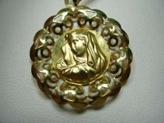 Beautiful 18K Yellow Gold Blessed Mother Medal  