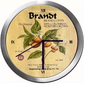  BRANDT 14 Inch Coffee Metal Clock Quartz Movement Kitchen 