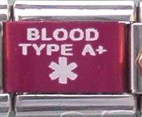 Blood Type A+ Medical Alert for Italian Charm Bracelets Free Medical 