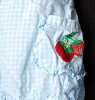   Strawberry Farm Onesie Blue Gingham Bloomers Set size 2T Child Girl