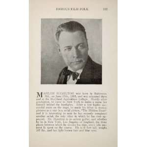  1925 Mahlon Hamilton Stuart Holmes Silent Film Actor 