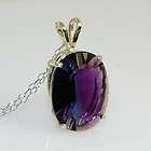 16x12 Concave Oval Bluish Purple Fluorite Sterling Silver Necklace 7 