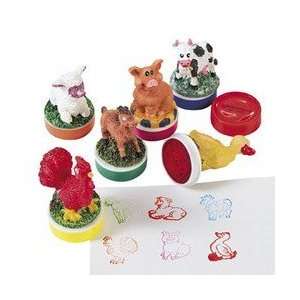  12 Resin Farm Animal Stamps Toys & Games