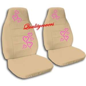  Complete set of Tan seat covers with Hot Pink Hearts for a 