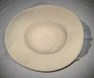 BOLLMAN Kentucky Derby Wool Felt Ivory Wedding Church Wide Brim Hat 