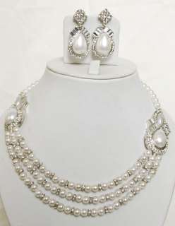 bollywood fashion Pearl necklace and earrings set S82  