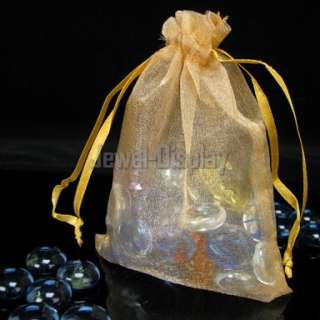 50 Gold Organza Pouch Wedding Bomboniere Gift Bag 5X7cm  
