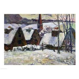 Breton village under snow, 1894 Finest LAMINATED Print Paul Gauguin 