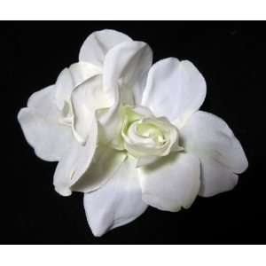  NEW Double White Gardenia Flower Hair Clip, Limited 