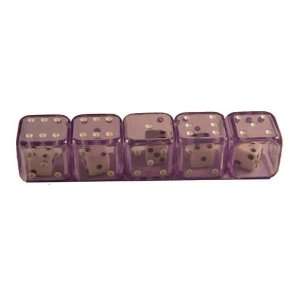    Set of 5 Transparent Purple Double Dice   19mm Toys & Games