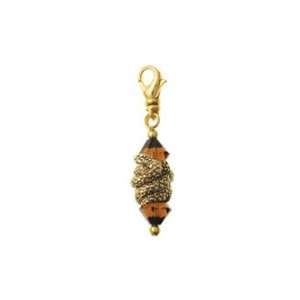  Gold Plated Snake Lobster Claw with Brown Swarovski Arts 