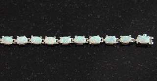 Sterling Silver Created Opal Oval Tennis Link Bracelet  