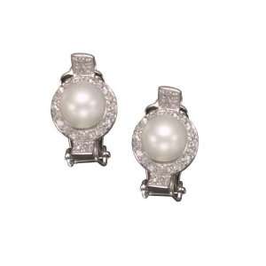 AND WHITE PEARL CLIP POST RHODIUM PLATED (.925) STERLING SILVER 