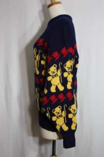 Vintage Womens New 80s Wool Bear Cute Sweater Medium  