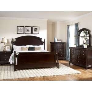  5pc Queen Size Bedroom Set Panel Bed in Deep Cherry
