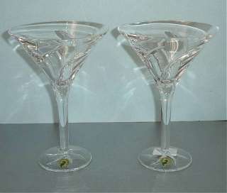   Tall Martini Glasses Set of 2 Swirling Wedge Cuts New Boxed  