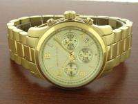 Michael Kors Ladies Yellow Gold Steel Bracelet Chronograph Dress Watch 