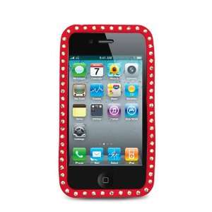  iPhone 4 Diamond Silicon Skin Case Red AT&T Cell Phones 