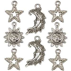  Cousin Symbolize Metal Charms, 8/Pkg, Moon and Star Mix 