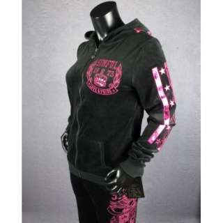 Womens Affliction SINFUL SWEAT TRACK PANTS CALERA PINK FOILING ON 