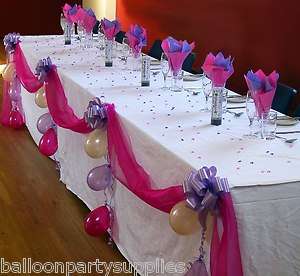   Top Table DIY Decoration Kit Organza Fabric Swags Pull Bows & Balloons