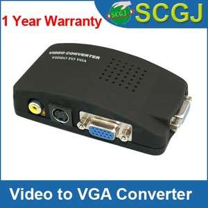 RCA Composite S Video to VGA LCD Converter Adapter Monitor Box Free 