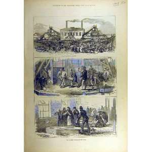  1877 Colliery Explosion Coal Mine Wigan Pit Old Print 