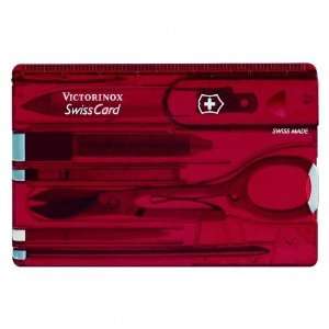  Swisscard Multi tool Translucent Ruby with Flag Emblem 
