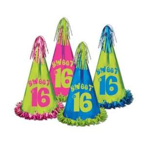  Fringed Foil Sweet 16 Birthday Party Hats Case Pack 84 