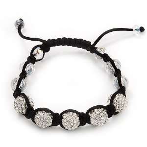  Unisex Swarovski Clear Crystal Balls Shamballa Bracelet 