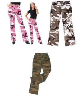 Womens Stretch Flare Camo Pants Camouflage Bell Bottoms  
